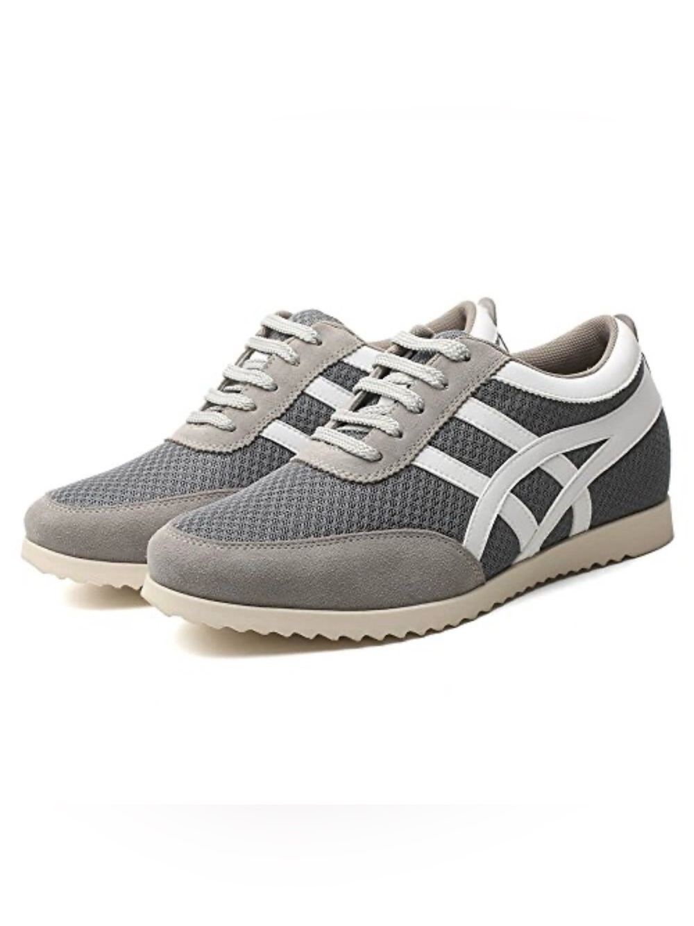 TOTO Mesh Suede Elevated 2.4 inch Casual Sneakers Grey / White L227082 Men's 9